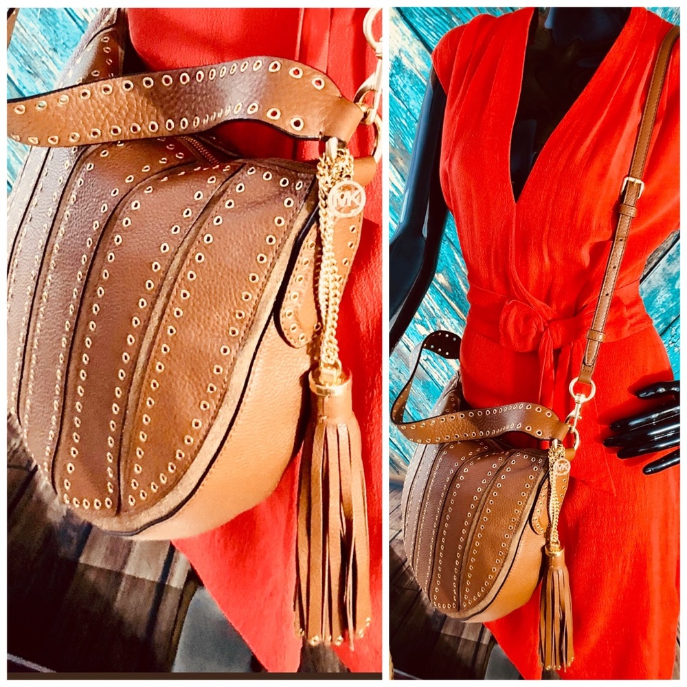 Michael Kors Caramel Brooklyn Grommet Bag